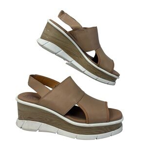 Sorel Joanie III Leather Slingback Wedge Sandals Size 10